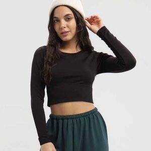 Aerie Sidewalk Seamless Long Sleeve Cropped T-Shirt